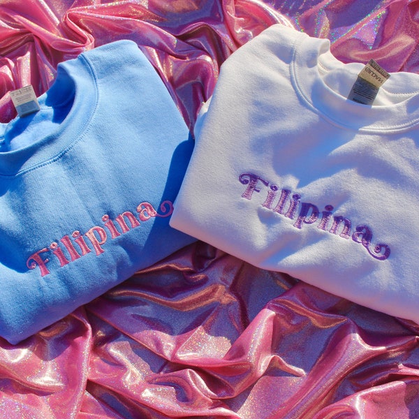 Filipina Pride geborduurde trui, Filipijns sweatshirt, Filipijns shirt, y2k trui, geborduurd sweatshirt, Filippijnse crewneck