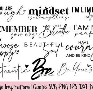 Inspirational Quotes SVG PNG Bundle | Motivational Sticker Designs | POD Clipart | Positive Sayings for Cricut, Silhouette, Sublimation