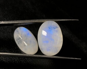 Rainbow Moonstone Cabochon, Beautiful Moonstone Gemstone, Natural Flashy 2 Pcs Moonstone Gemstone, Moonstone Cabs For Jewelry