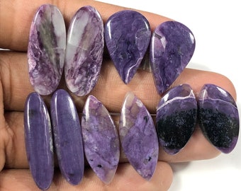 Charoite Cabochon Pairs , Loose Cabochon Pairs for Earrings,  Natural Charoite Gemstone For Jewelry