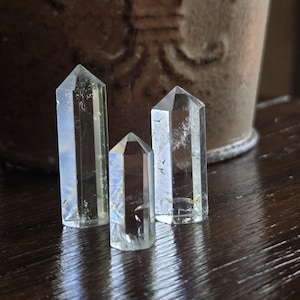 3 Pcs Clear Quartz Tower Shape Cabochon, Clear Quartz Gemstone Pencil , Natural Healing Clear Quartz Crystal For Jewelry