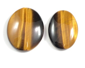 Tiger Eye Cabochon, Natural Tiger's Eye, Tiger Eye Gemstone For Jewelry (2 pieces)