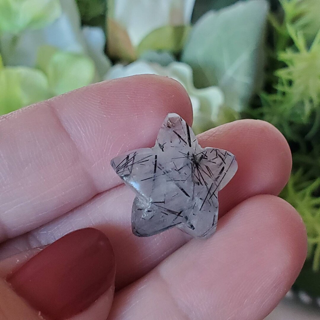 Star Rutile Black Rutile Star Shape Gemstone, Natural Rutilated Quartz Cabochon ...