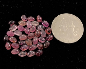 Tourmaline Cabochon, Oval Shape Pink Tourmaline Gemstone Lot, Natural Tourmaline Crystal