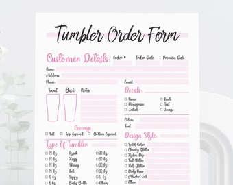 Custom Tumbler Order Form Template: Editable Canva Design (Digital Download)