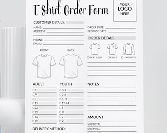 Custom T-Shirt Order Form Template: Editable Canva Design (A4/US Letter)