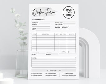 Custom Order Form Template | Purchase Order Form Template | Order Form Editable | Printable Craft Order Form | Order Form For Small Business