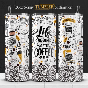 Coffee Tumbler Wrap: 20oz Skinny Sublimation Design (PNG JPG)