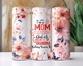 Envoltorio para vaso de 20 oz "Abuela Floral": Diseño de sublimación (descarga digital)