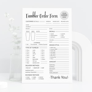 Custom Tumbler Order Form: Editable Small Business Template (Digital Download)