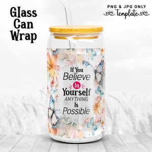 Butterfly Glass Can Wrap: 16oz Libbey Sublimation Design (PNG & JPG)