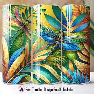 Dragonfly Tumbler Wrap, 20Oz Skinny Tumbler Wrap, Dragonfly Sublimation Tumbler, Tumbler Design PNG, Tumbler Wrap Template, PNG Tumbler Wrap