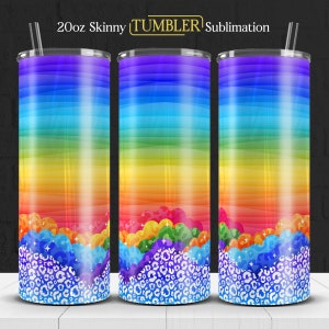 Rainbow Leopard 20oz Tumbler Wrap: Sublimation Design (PNG & JPG)