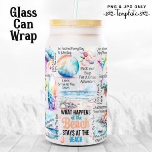 Beach Libbey Glass Can Wrap: 16oz Sublimation Design (PNG & JPG)