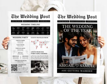 Programma stampabile per giornali di nozze, modello Canva modificabile