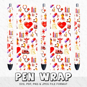 Nurse Pen Wrap SVG, Medical Epoxy Pen Wrap, Glitter Pen Wrap Sublimation, Digital Pen Wrap, Nurse Gift, Waterslide Pen Wrap, Inkjoy Pen Wrap