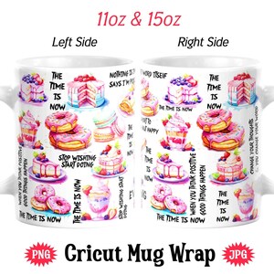 Watercolor Dessert Mug Wrap PNG: 12oz 15oz Sublimation Design (Digital Download)