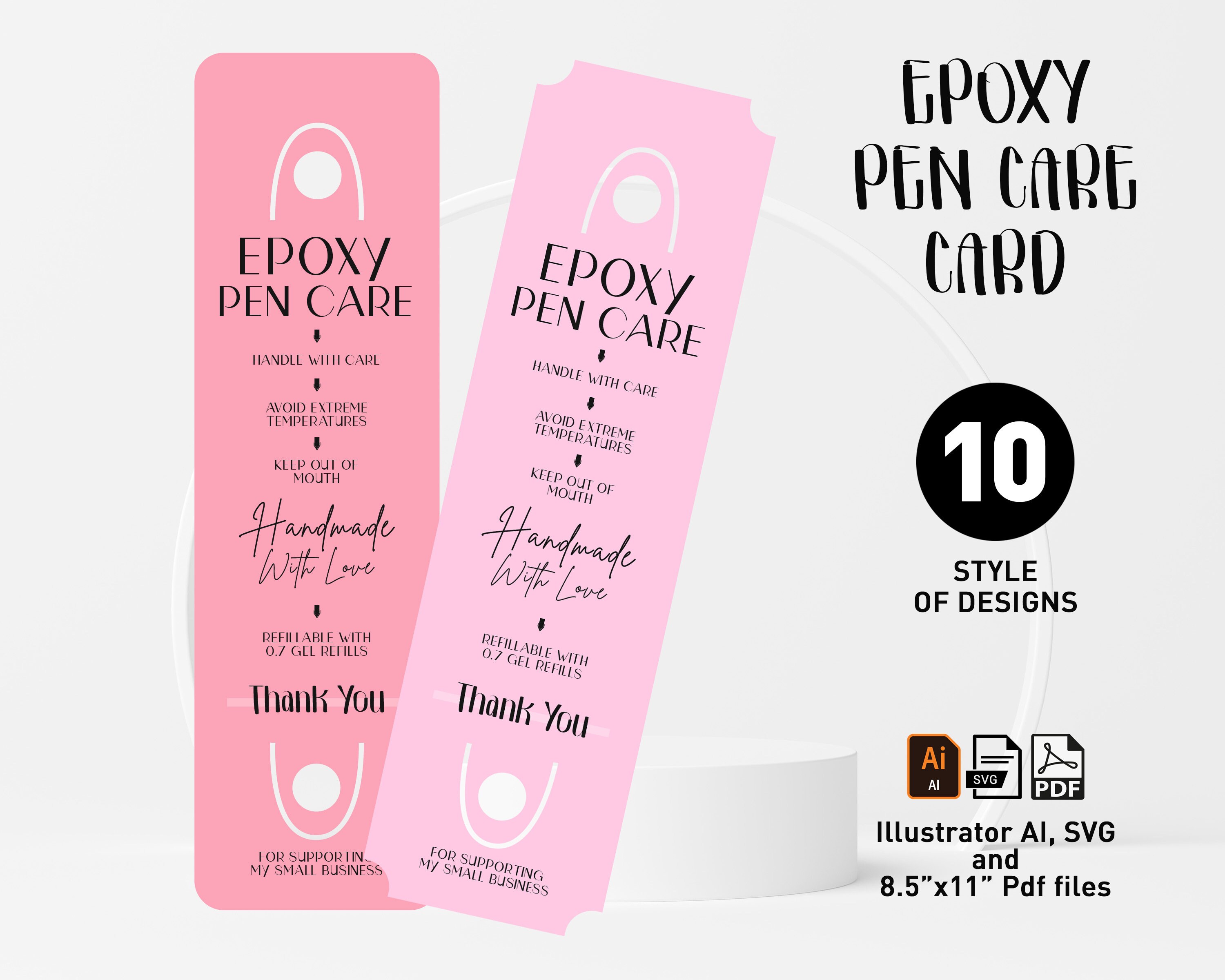 Pen Care Card Svg Epoxy Pen Care Card Svg Pen Holder Svg Etsy