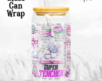 Teacher Life Glass Can Wrap, 16oz Tumbler PNG (Digital Download)