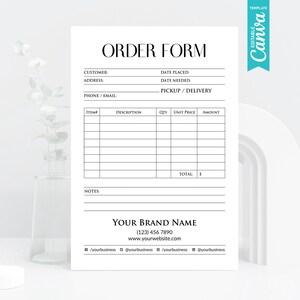 Editable Order Sheet Template, Small Business Form, Printable (Canva Template)