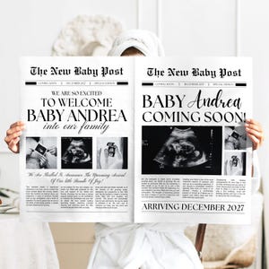 Editable Newspaper Pregnancy Announcement: Vintage Style (Canva Template)