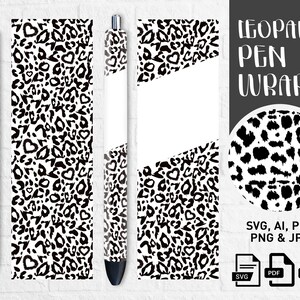 Leopard Print Pen Wrap: Glitter Epoxy, Waterslide PNG (Digital Download)