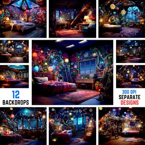 Magical Room Digital Backdrops, Maternity Backdrops, Photo Backgrounds, Digital Backdrops PNG, Studio Backdrops, Digital Backdrops Bundle