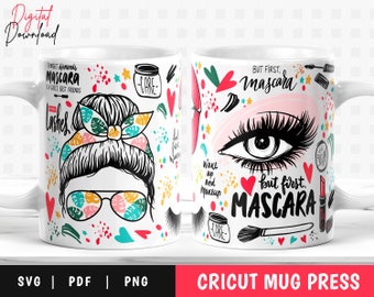 Makeup Mug Wrap: Mascara Design, Cricut Mug Press SVG (Digital Download)