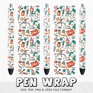 Nurse Life Pen Wrap Sublimation SVG, Seamless Nurse Pen Template, Digital Medical Pen Wrap Design, Waterslide Pen Wrap Nurse Pen Lover Gift