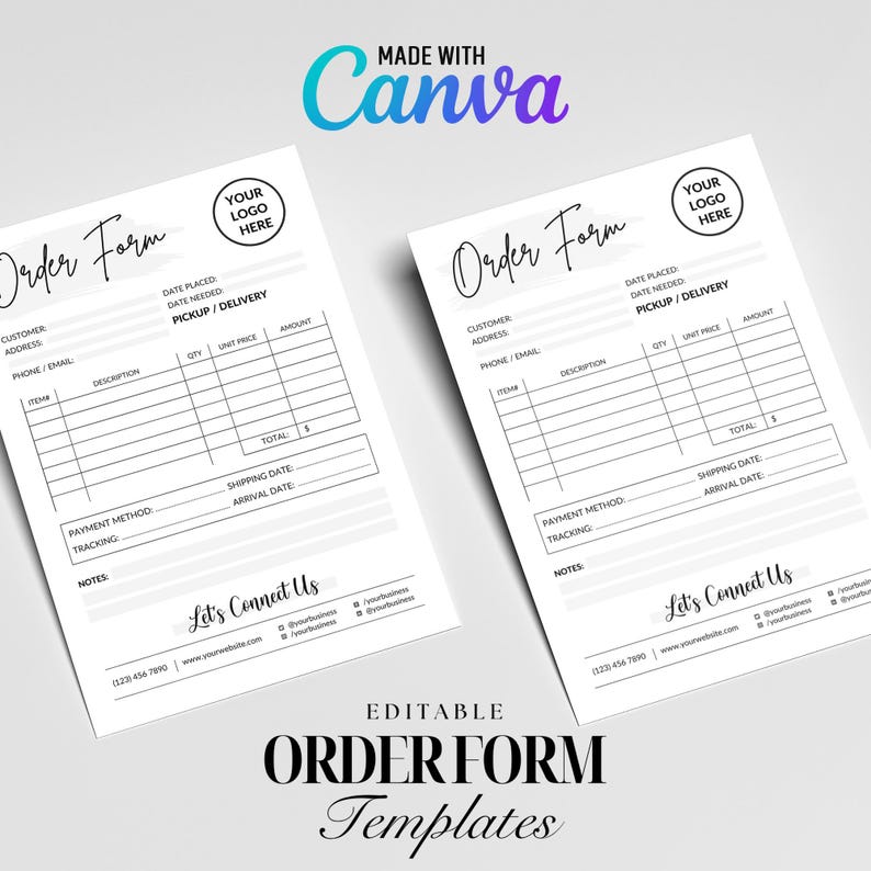 Editable Order Form, Printable Business Template (canva Template - Etsy