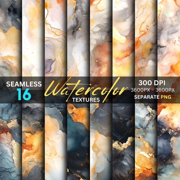 Watercolor Marble Texture, Scrapbook Papers, Digital Background, Seamless Patterns, Digital Paper, Warm Sunrise Watercolor Marble Background