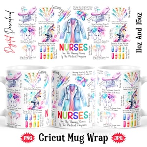 Watercolor Nurse Mug Wrap: 12oz 15oz Coffee Mug (Digital Download)