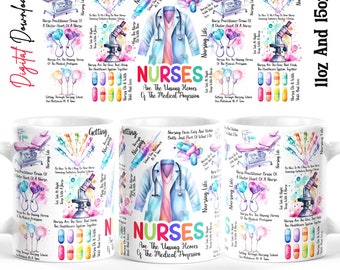 "Aquarell ""Krankenschwester"" Tasse Wrap: 12oz 15 Unzen Kaffeetasse (Digitaler Download)"