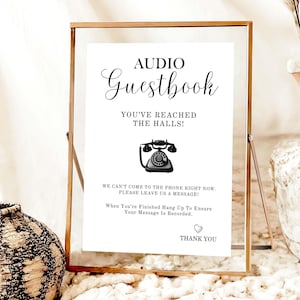 Editable Audio Guestbook Sign, Telephone Guestbook, Minimalist Audio Guestbook, Unique Wedding Guestbook Sign, Audio Guestbook Sign Template