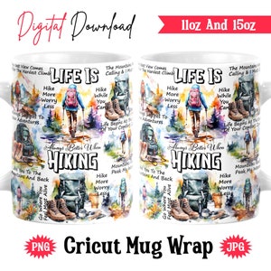 Wandern Becherverpackung, Cricut Becherverpackung, Wanderbecherverpackung PNG, Kaffeetasse Verpackung, Sublimation Camping Becherverpackung, Aquarell Becherverpackung, Geschenk Wanderliebhaber