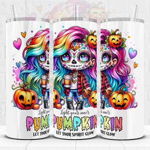 Skeleton Girl Halloween Tumbler Wrap: Spooky Gothic Design (Digital Download)