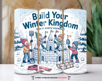 Snow Castle Tumbler Wrap PNG, Winter Kingdom Design (Digital Download)