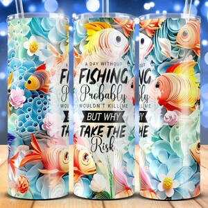 Fishing Tumbler Wrap PNG: Sublimation Design, 20 oz Skinny Tumbler (Digital Download)
