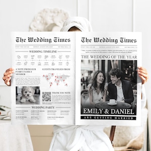 Custom Wedding Newspaper Template: DIY Program Timeline (Digital Download)