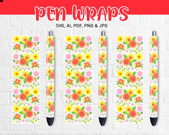 Sublimation pens PNG / Flower Pen Wrap Sublimation