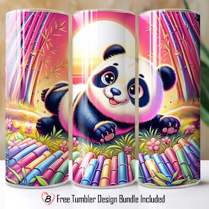 Panda Tumbler Wrap, Cute Panda Tumbler Wrap, Watercolor Panda Tumbler Design, Safari Animal Tumbler, Panda Lover Gift, Kids Tumbler Wrap PNG