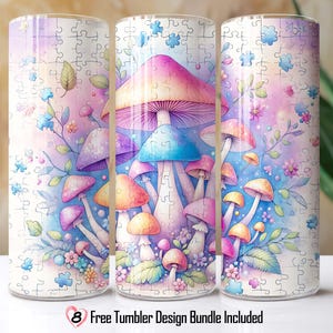 Watercolor Mushroom Tumbler Wrap, 20oz Skinny Tumbler Design Sublimation Tumbler PNG Whimsical Mushroom Tumbler Cute Forest Tumbler Designs