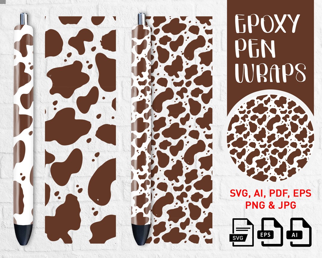 Cow Pen Wrap Template, Seamless Cow Print Pen Packaging, Waterslide Cow ...