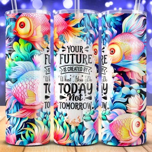 Watercolor Fish Tumbler Wrap: 20oz Skinny Tumbler Design (PNG)