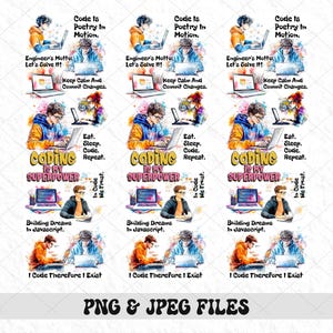 Pu&ograve; includere: Un'illustrazione digitale di un programmatore che lavora su un laptop. L'immagine presenta uno sfondo colorato con il testo "La programmazione &egrave; il mio superpotere" e "Mangia, dormi, programma, ripeti".