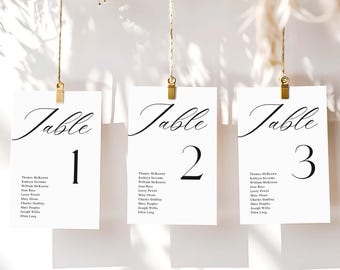 Elegant Wedding Seating Chart Template: Modern Table Cards (Digital Download)