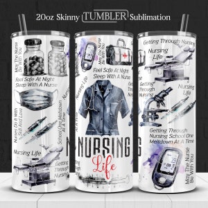Nurse Tumbler Wrap PNG, Sublimation Design for 20oz Skinny Tumbler, Nurse Life Wrap, Medical Tumbler PNG, Nurse Gift Tumbler Wrap Templates