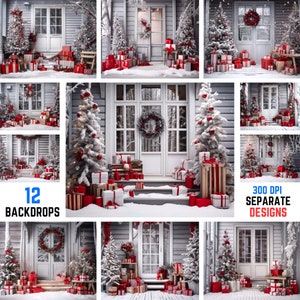 Christmas Digital Backdrops, Front Porch Digital Backdrops For Photography, Maternity Backdrops, Photo Backgrounds, Digital Backdrops Bundle