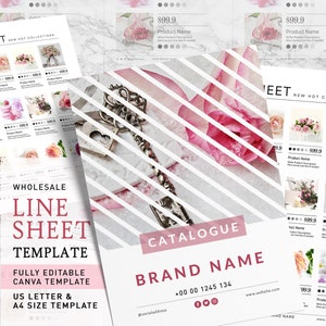 Editable Wholesale Line Sheet Template: Canva Catalogue (A4 & Letter)