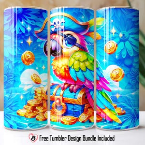 Cute Parrot 20oz Tumbler Wrap | Parrot Sublimation Tumbler Wrap | 20oz Skinny Tumbler Design | Parrot PNG Tumbler Wrap | Tumbler Design PNG